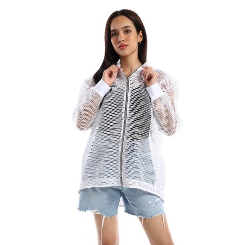 جاكيت شبك بهودي - أبيض