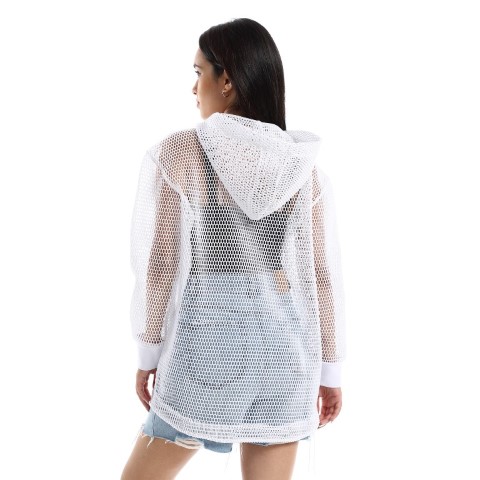 جاكيت شبك بهودي - أبيض