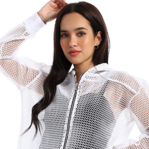 جاكيت شبك بهودي - أبيض