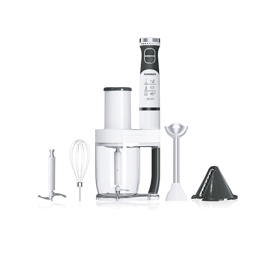 هاند بليندر تورنيدو - 600 وات - سرعتان - كبة ومضرب بيض - أبيض - HB-600WBT