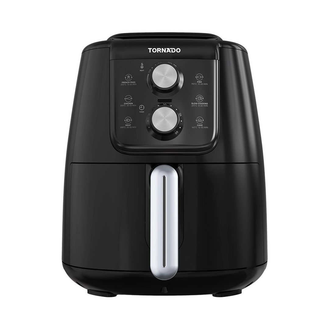 قلاية هوائية بدون زيت تورنيدو - 1550 وات - 4 لتر - تحكم يدوي - أسود × سيلفر - THF-1554M-XL-BS