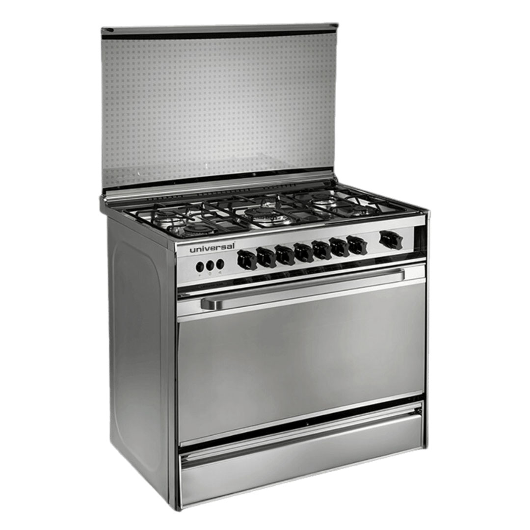 8905U - بوتاجاز غاز توربو يونيفرسال - 5 شعلة - 90 سم - ستانلس ستيل