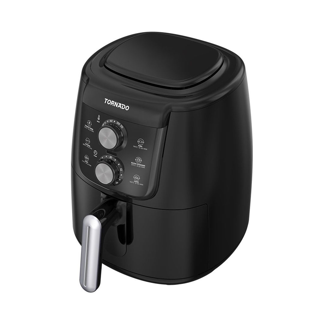 قلاية هوائية بدون زيت تورنيدو - 1550 وات - 4 لتر - تحكم يدوي - أسود × سيلفر - THF-1554M-XL-BS