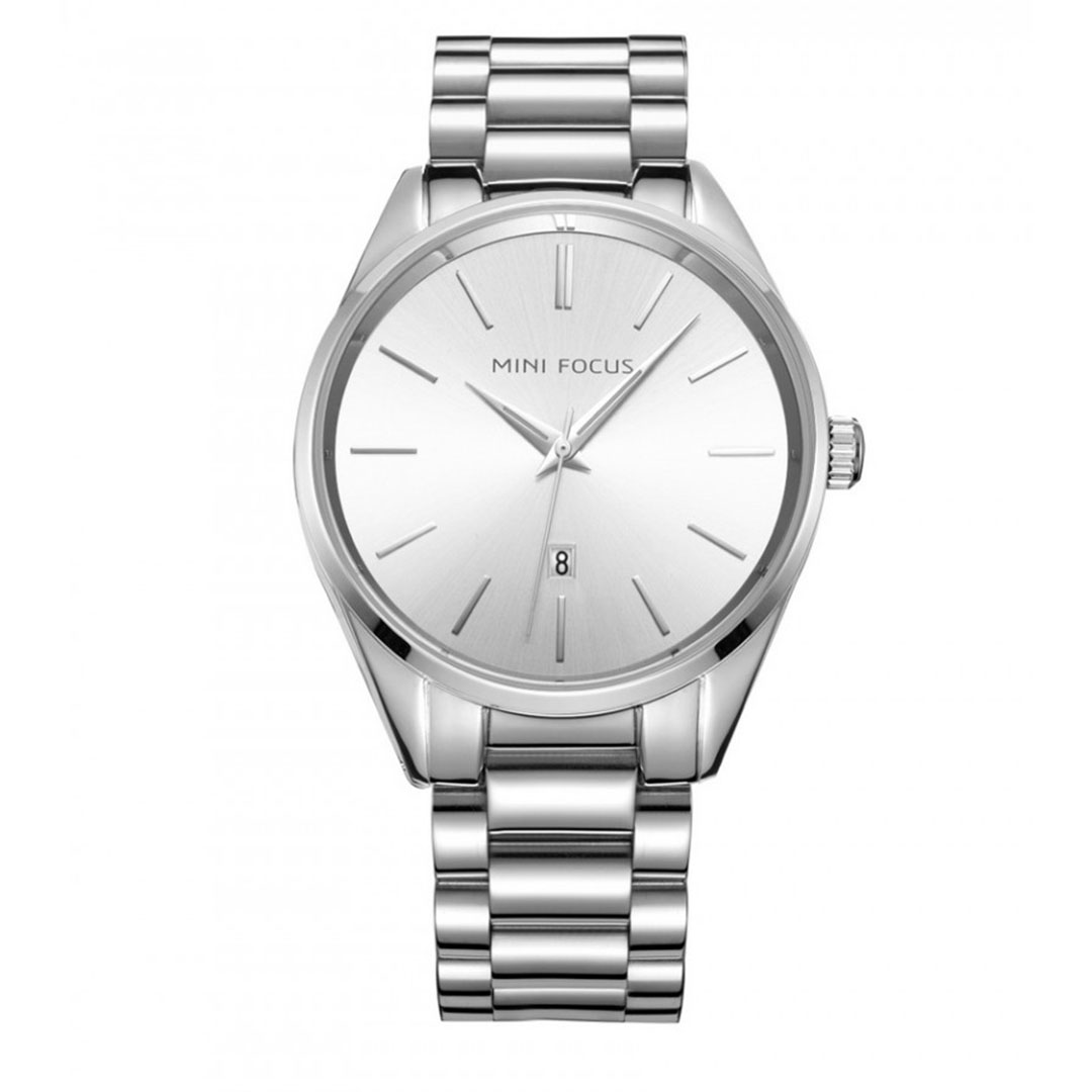 ساعة كوارتز رجالي بسوار من الفولاذ المقاوم للصدأ - فضي - MF0050G