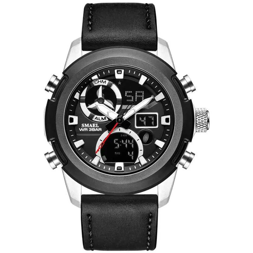 Smael ساعة كاجوال للرجال - أسود/فضي