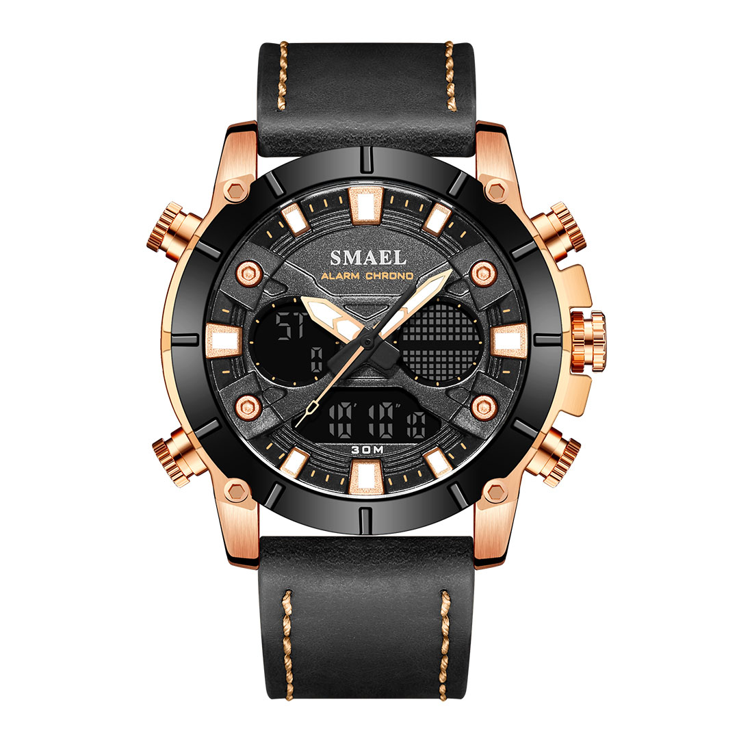 ساعة رجالي من سمايل - 37 ملم - استراب جلد