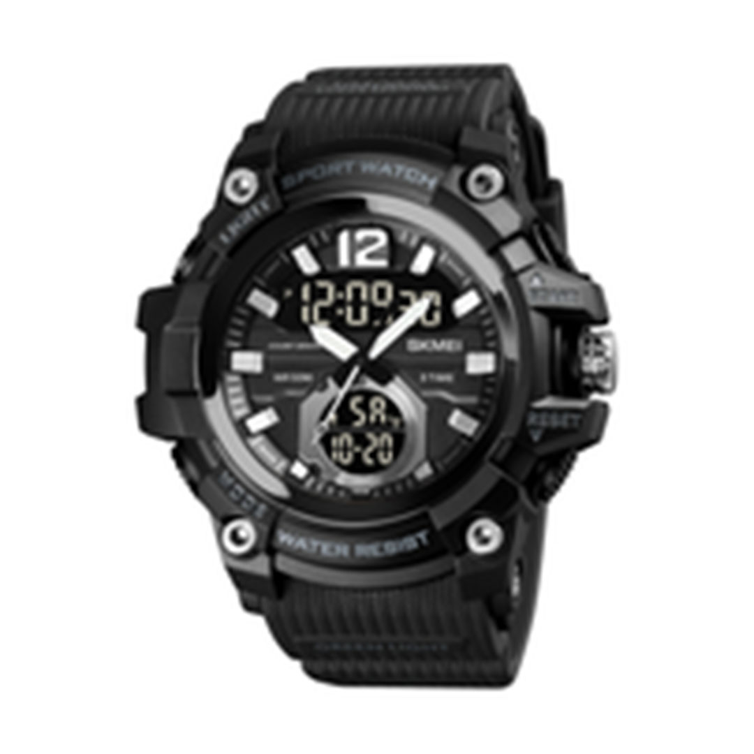 ساعه سكمي رياضيه مزدزجه رقميه للجنسين - أسود