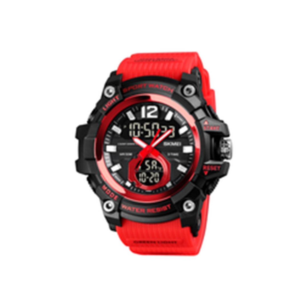 ساعه سكمي رياضيه مزدزجه رقميه للجنسين - أحمر