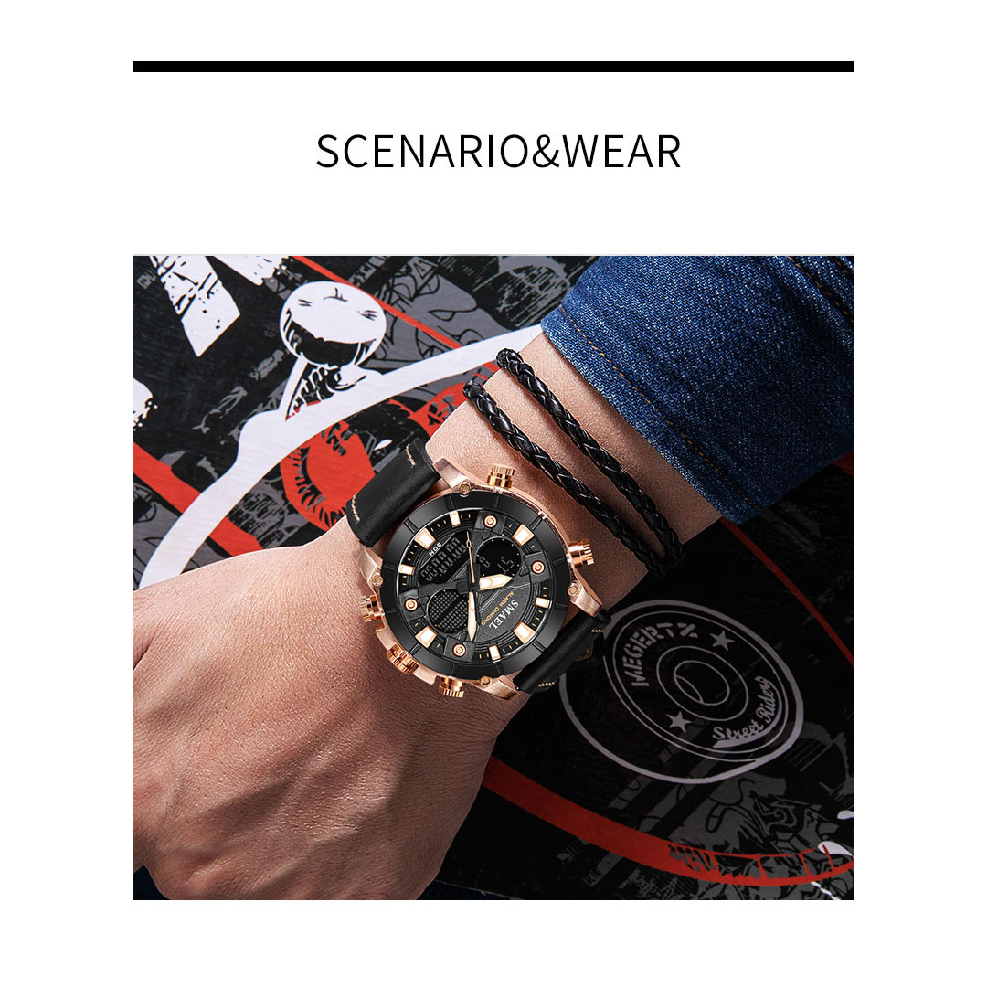 ساعة رجالي من سمايل - 37 ملم - استراب جلد