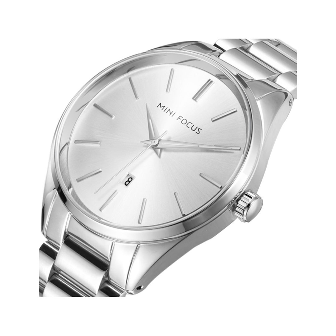 ساعة كوارتز رجالي بسوار من الفولاذ المقاوم للصدأ - فضي - MF0050G