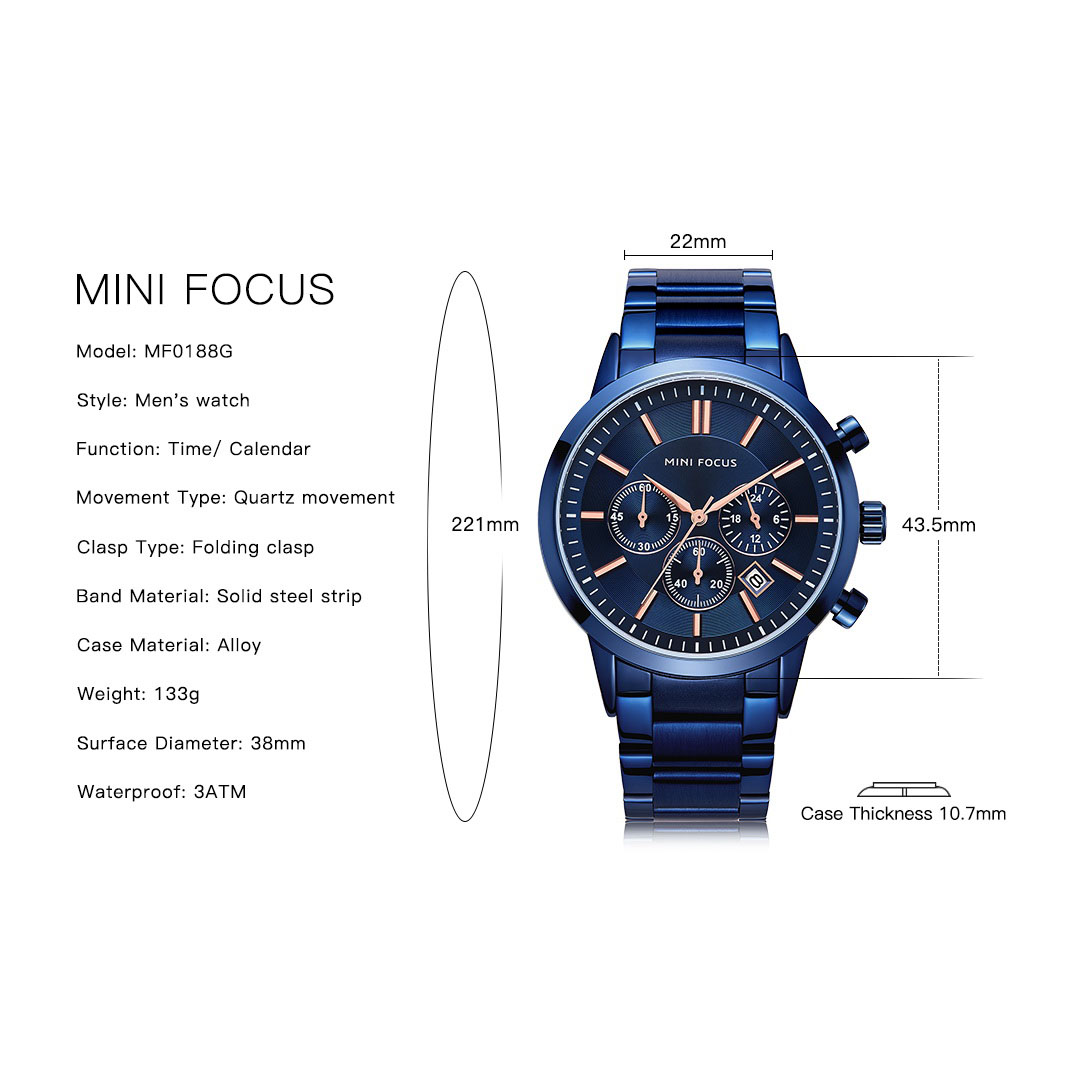 ساعة كاجوال رجالي أنالوج معدني - فضي - MF0188G