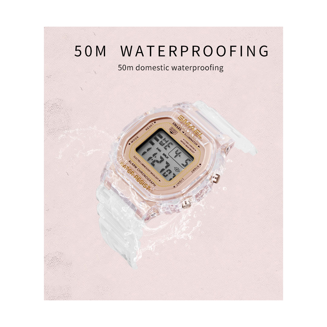 ساعة سمايل للجنسين مستطيل رياضية ضد الماء - 38ملم