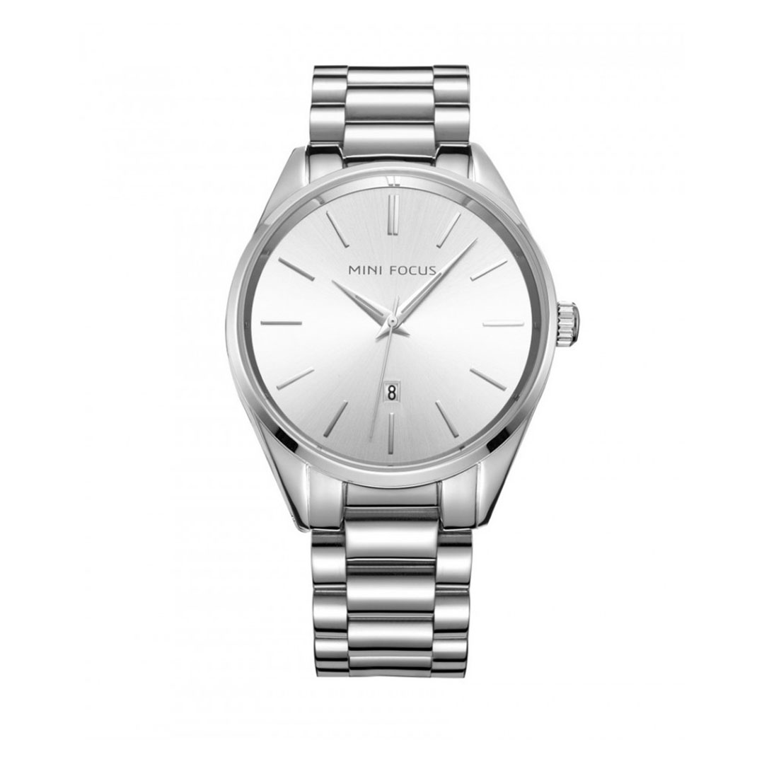 ساعة كوارتز رجالي بسوار من الفولاذ المقاوم للصدأ - فضي - MF0050G