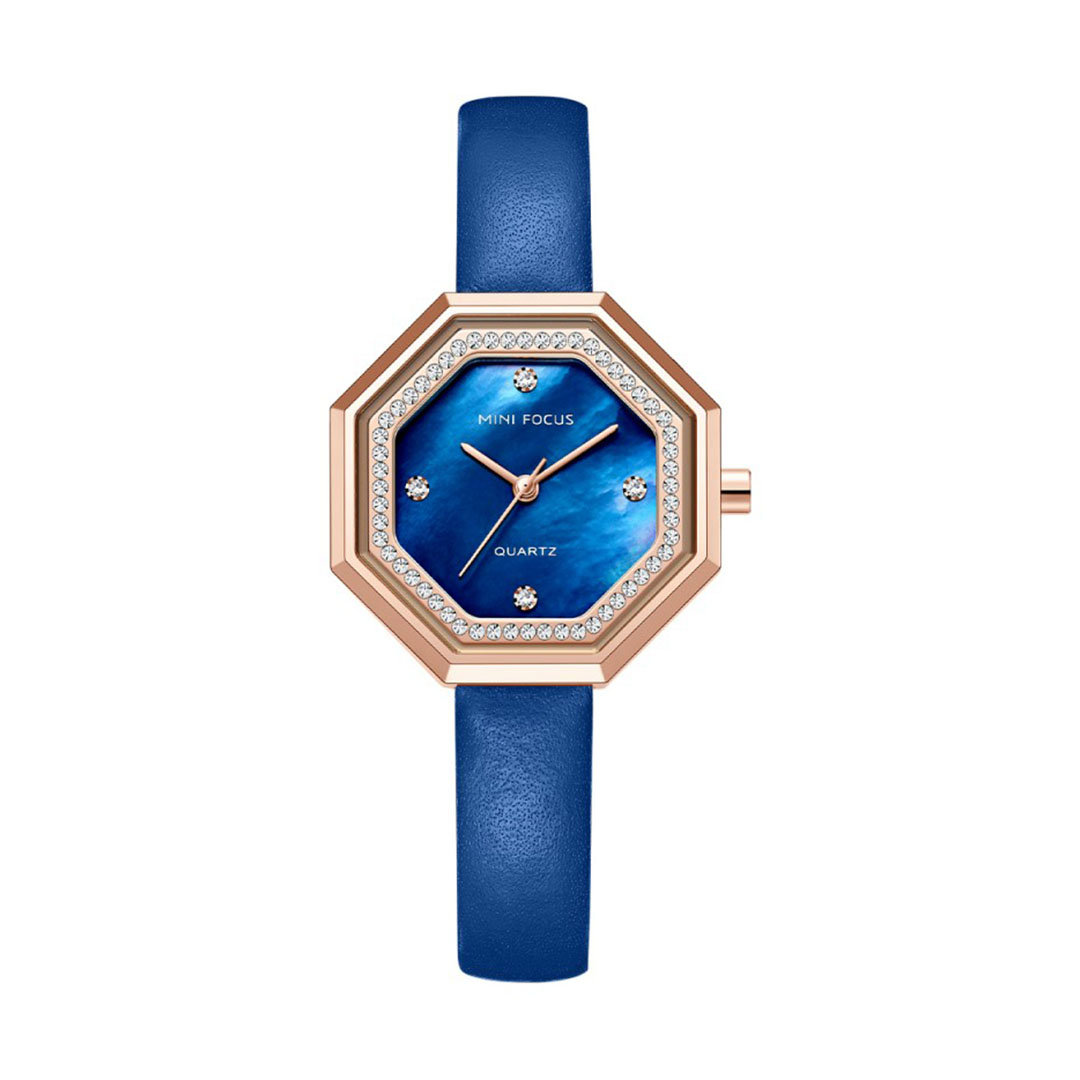 ساعة كوارتز حريمي بسوار جلدي - أزرق - MF0304L