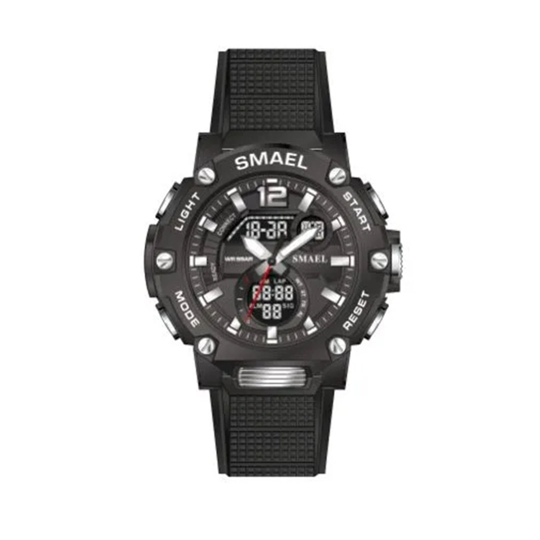 Smael ساعة رياضية للرجال - أسود/فضي
