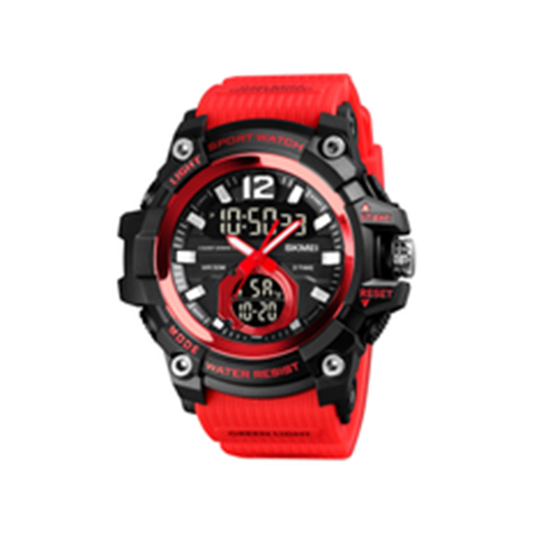 ساعه سكمي رياضيه مزدزجه رقميه للجنسين - أحمر