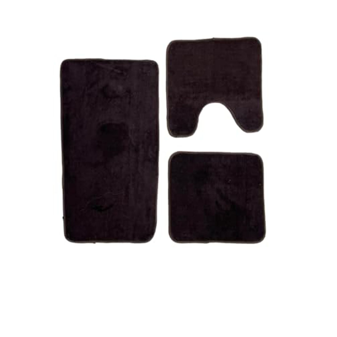 طقم سجاد حمام نول سريع الجفاف - 3 قطع - بني غامق