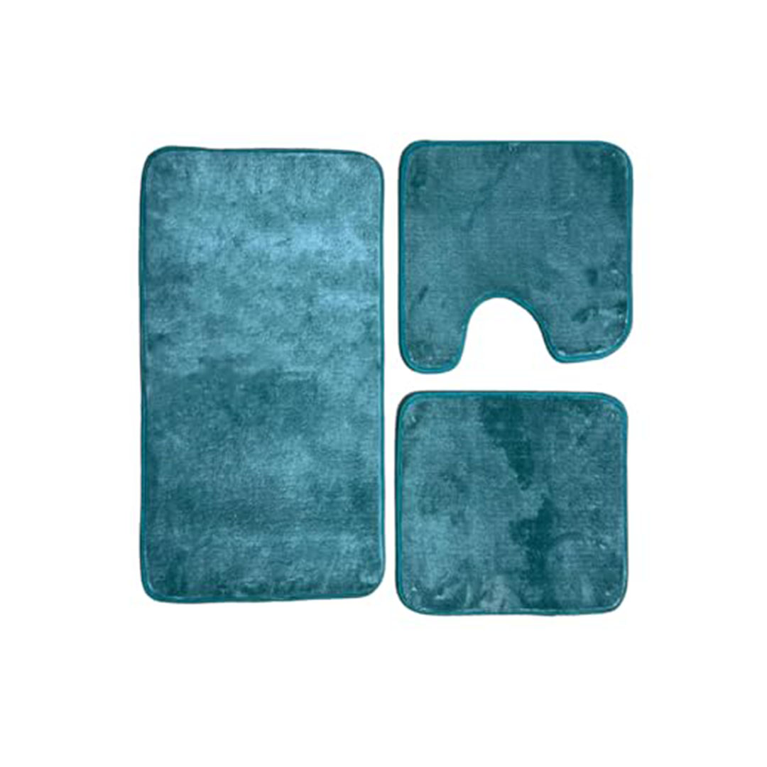 طقم سجاد حمام نول سريع الجفاف - 3 قطع - تركواز