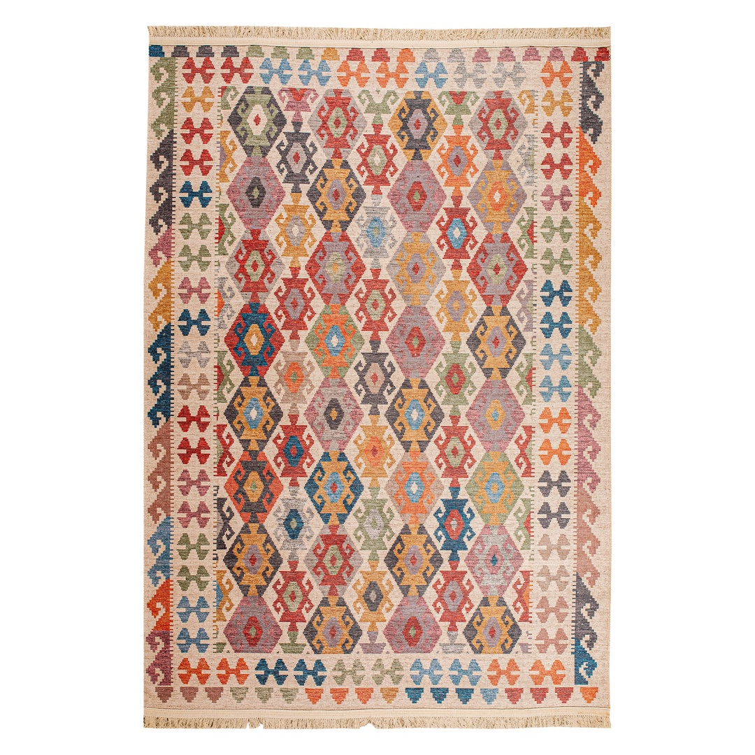 سجادة منسوجة ديجيتال - بدوي - بيج/أحمر/أزرق