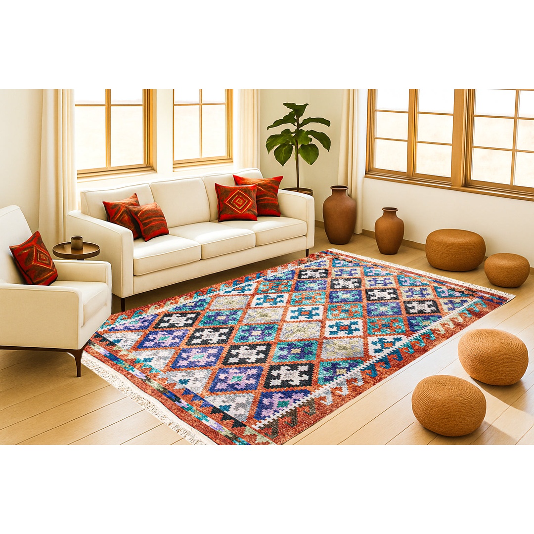 سجادة منسوجة ديجيتال - بدوي - متعددة الألوان