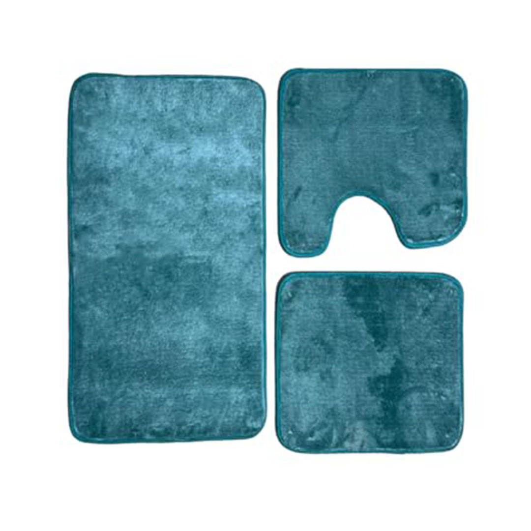 طقم سجاد حمام نول سريع الجفاف - 3 قطع - تركواز