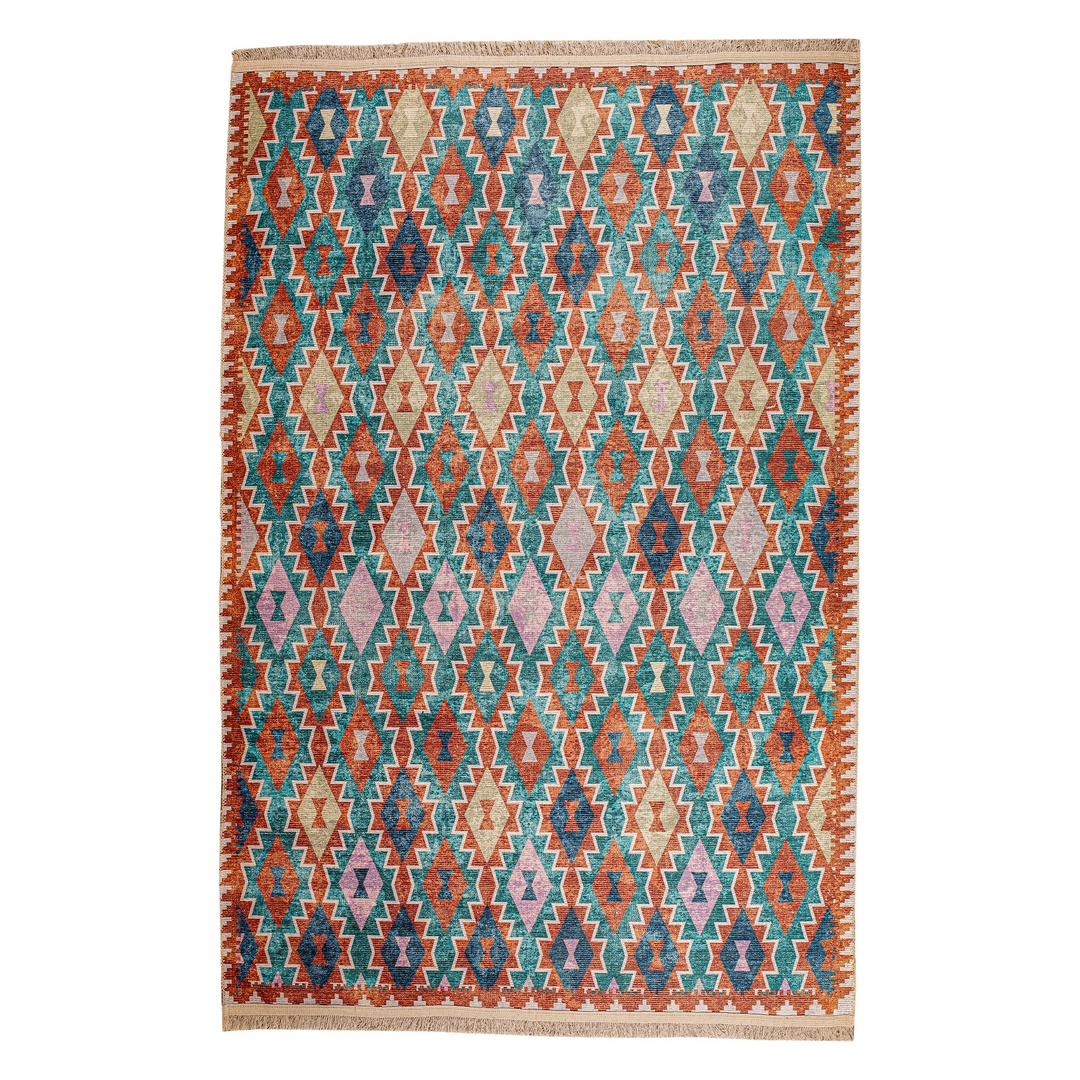 سجادة منسوجة ديجيتال - بدوي - تركواز/بيج