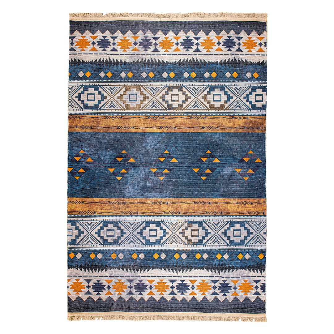 سجادة منسوجة ديجيتال - بدوي - كحلي/بيج