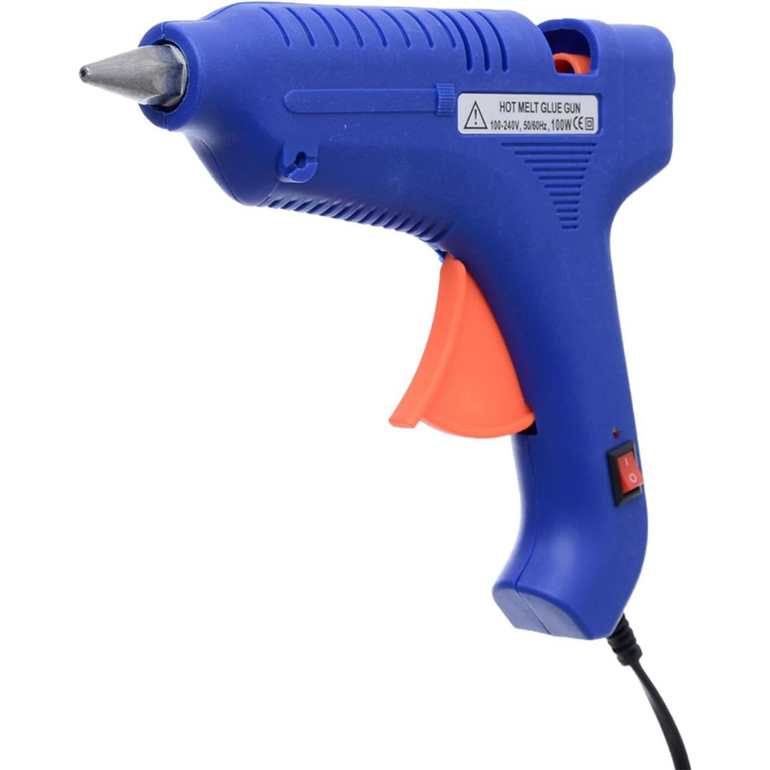 مسدس غراء حراري 100 واط مع زر تشغيل/إيقاف لسهولة الاستخدام
