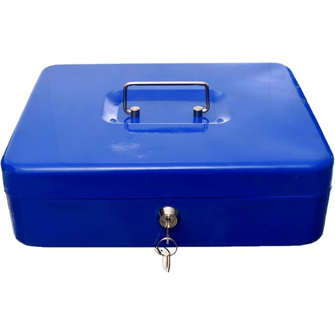 صندوق نقود معدني بقفل أمان - أزرق