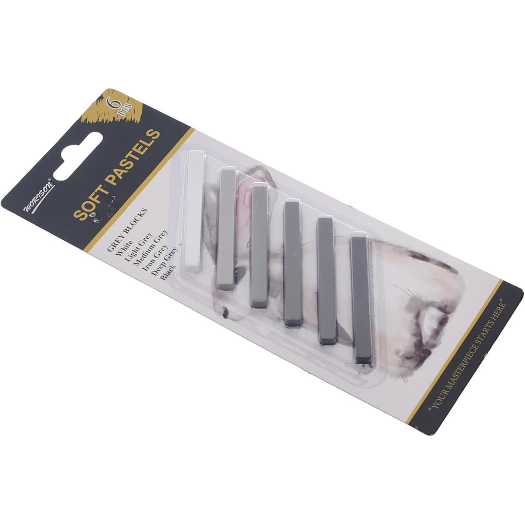 مجموعة ألوان باستيل ناعم - 6 ألوان رمادية للرسم والتظليل