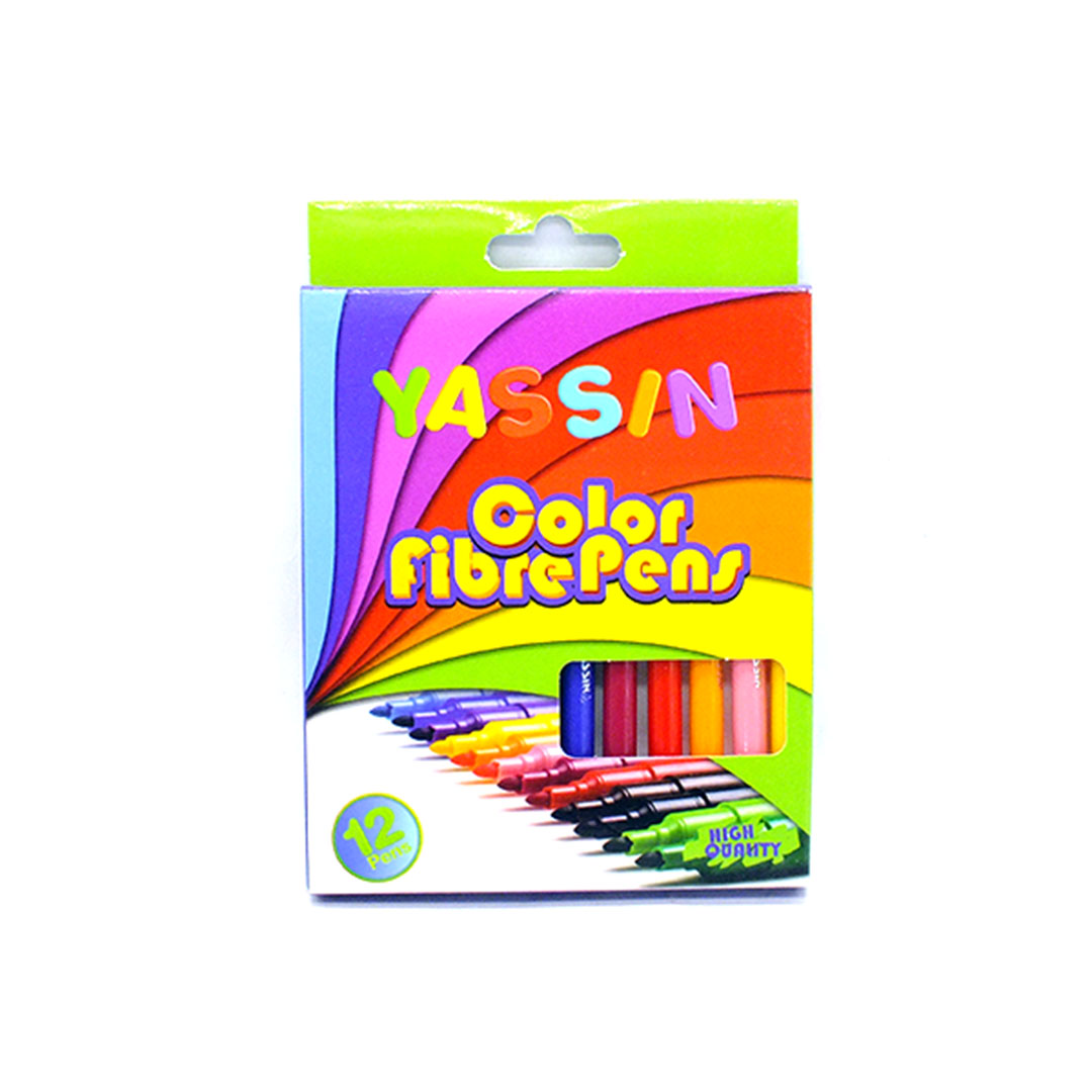 أقلام ماركر ياسين - مجموعة - 12 ًا زاهيًا للرسم والكتابة