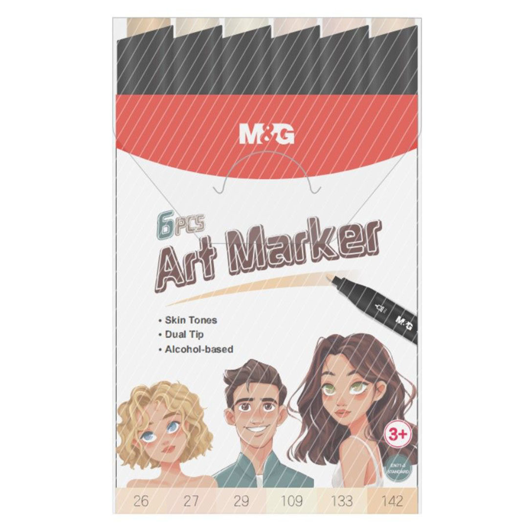 ماركر إم آند جي رأس مزدوج - 6 ألوان للبشرة - APM49727