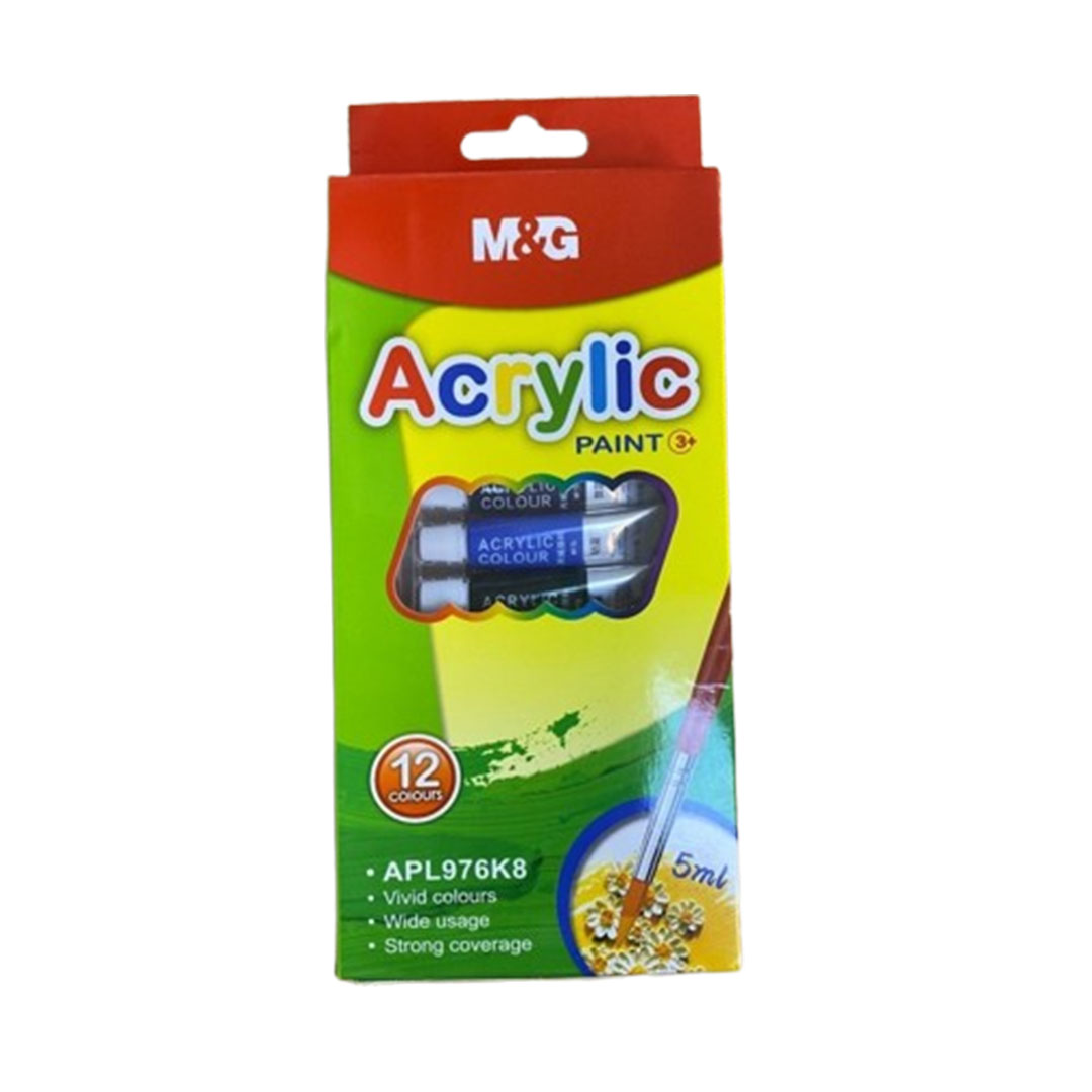 ألوان أكريليك إم آند جي - 12 - عبوة 5 مل لكل