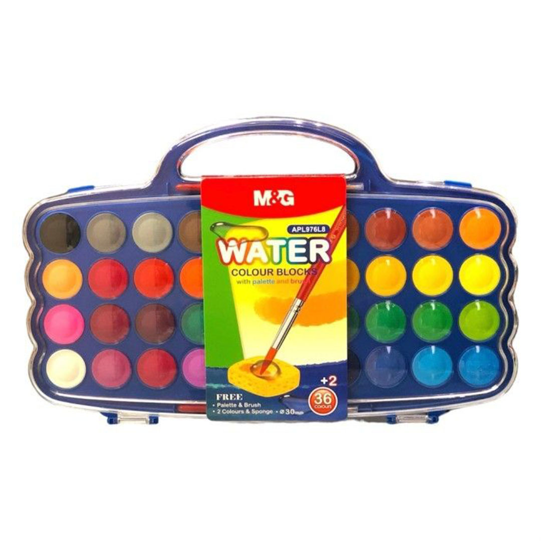 ألوان مائية صلبة - 38 لون مع فرشاة ولوحة