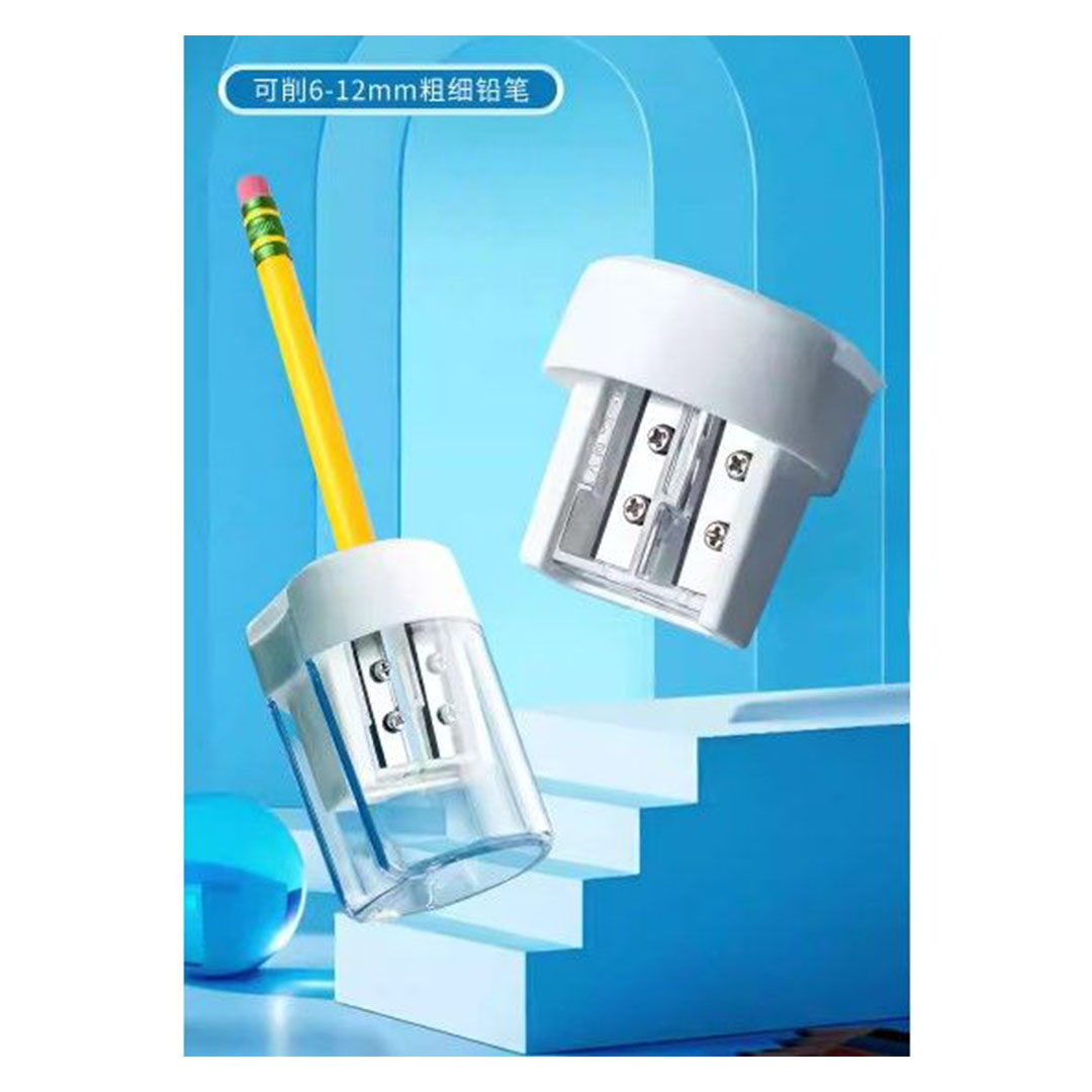 براية أقلام مزدوجة بخزان كبير - أزرق