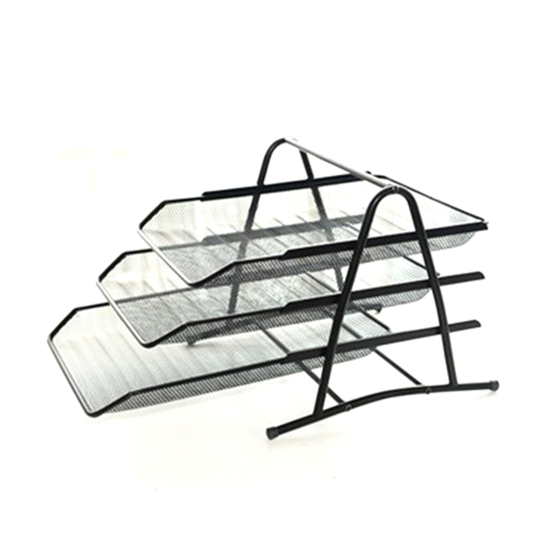 رف ورق معدني - ثلاث طبقات - أسود