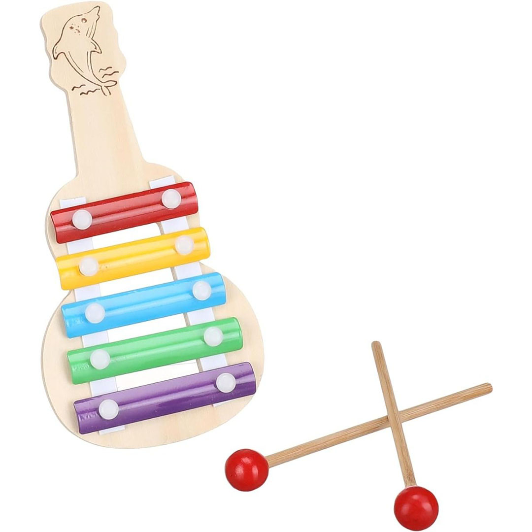 إكسليفون أطفال على شكل جيتار - طول 21 سم لتنمية المهارات الموسيقية
