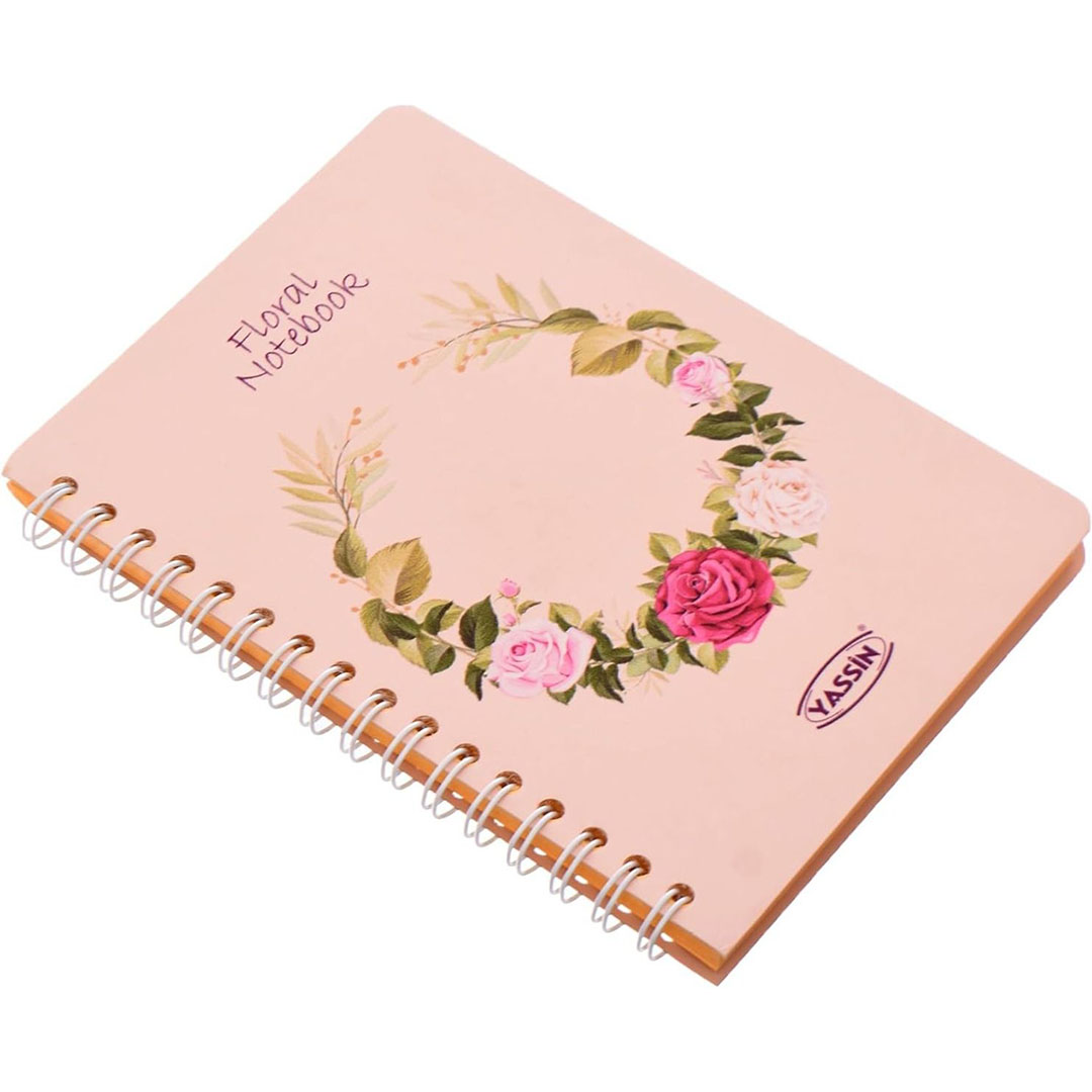 دفتر ياسين A6 بغلاف زهري صلب - ورق عالي الجودة