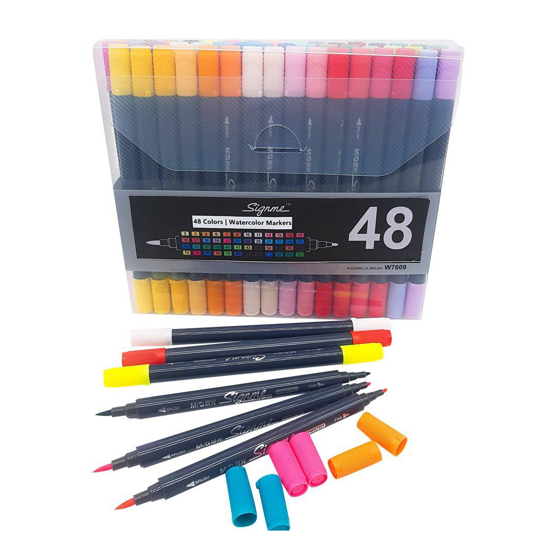 مجموعة ماركر مزدوج الرأس من M&G - 48 لونًا قابل للذوبان في الماء