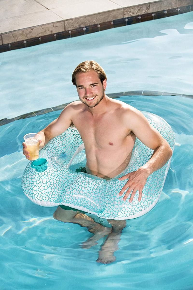 عوامة قابلة للنفخ بمخدة و حامل كوباية