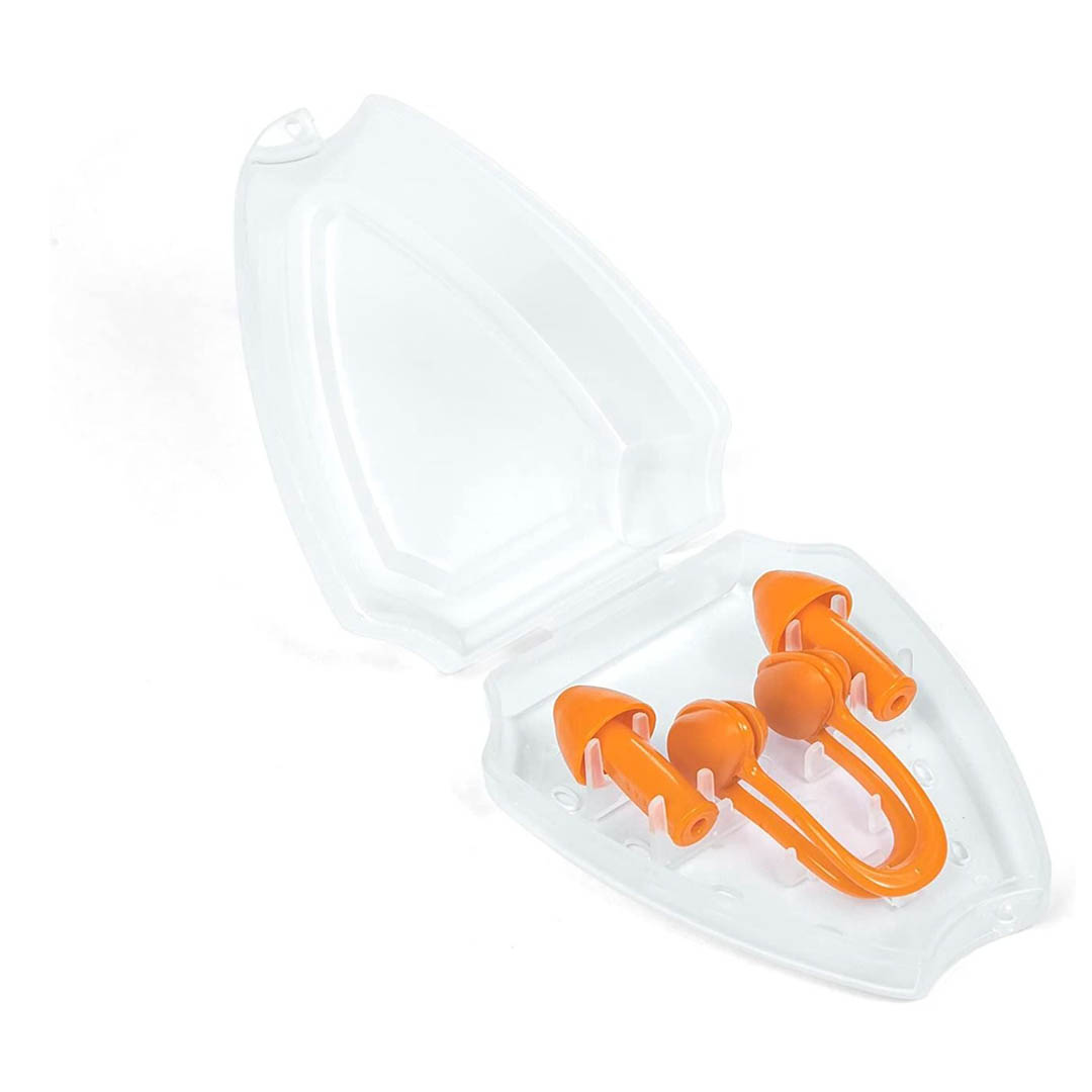 26032 مشبك أنف وسدادات أذن للسباحة - برتقالي