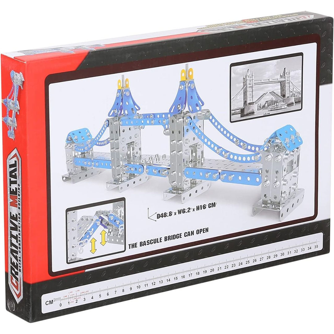 مجموعة بناء جسر برج معدني للأطفال - 588 قطعة للتجميع والتعلم