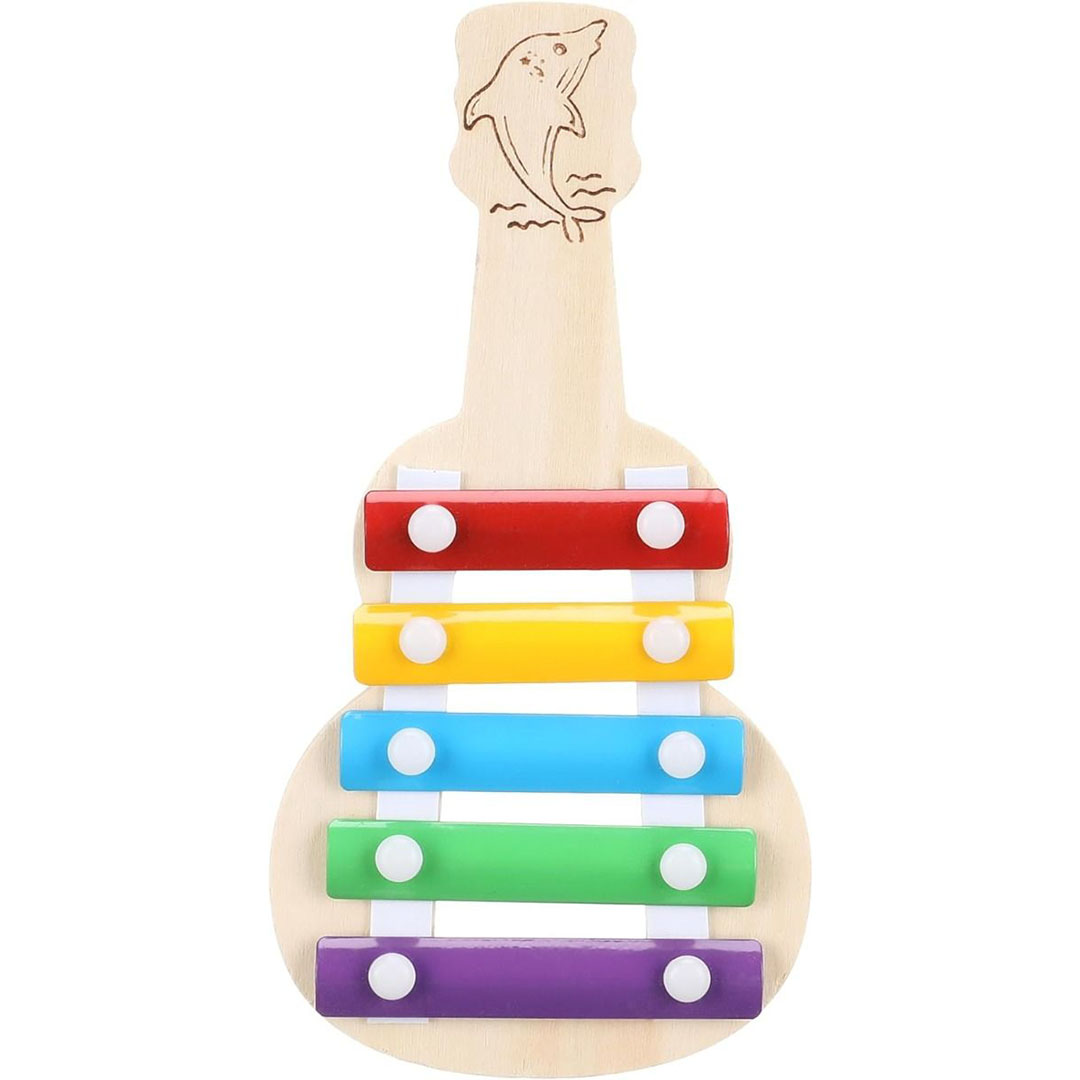 إكسليفون أطفال على شكل جيتار - طول 21 سم لتنمية المهارات الموسيقية