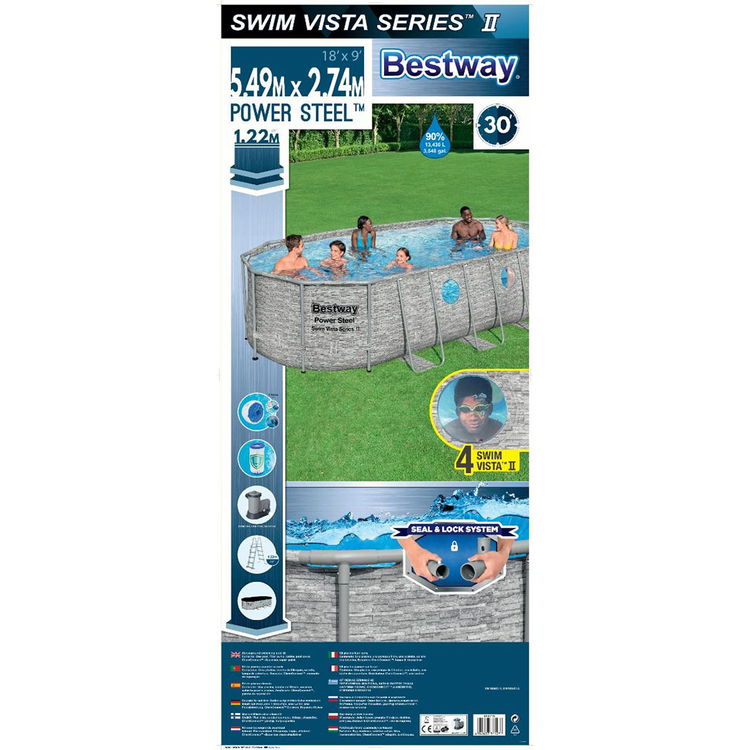 مسبح بيضاوي فوق الأرض من بيست واي - نوافذ سباحة بقطر 549x274 سم