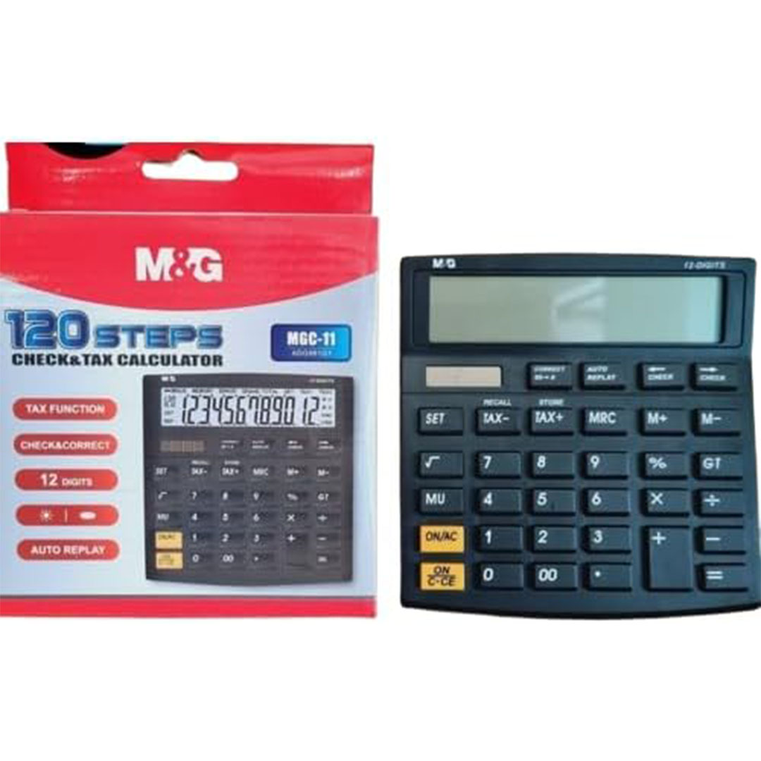 آلة حاسبة سوداء من M&G - موديل ADG981G1 للشيكات والضرائب