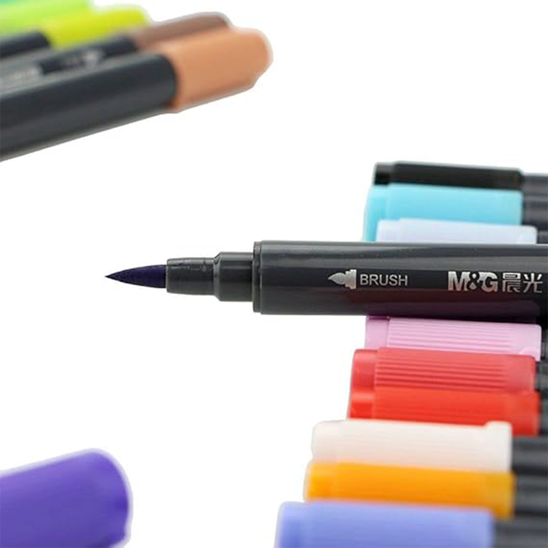 مجموعة ماركر مزدوج الرأس من M&G - 48 لونًا قابل للذوبان في الماء