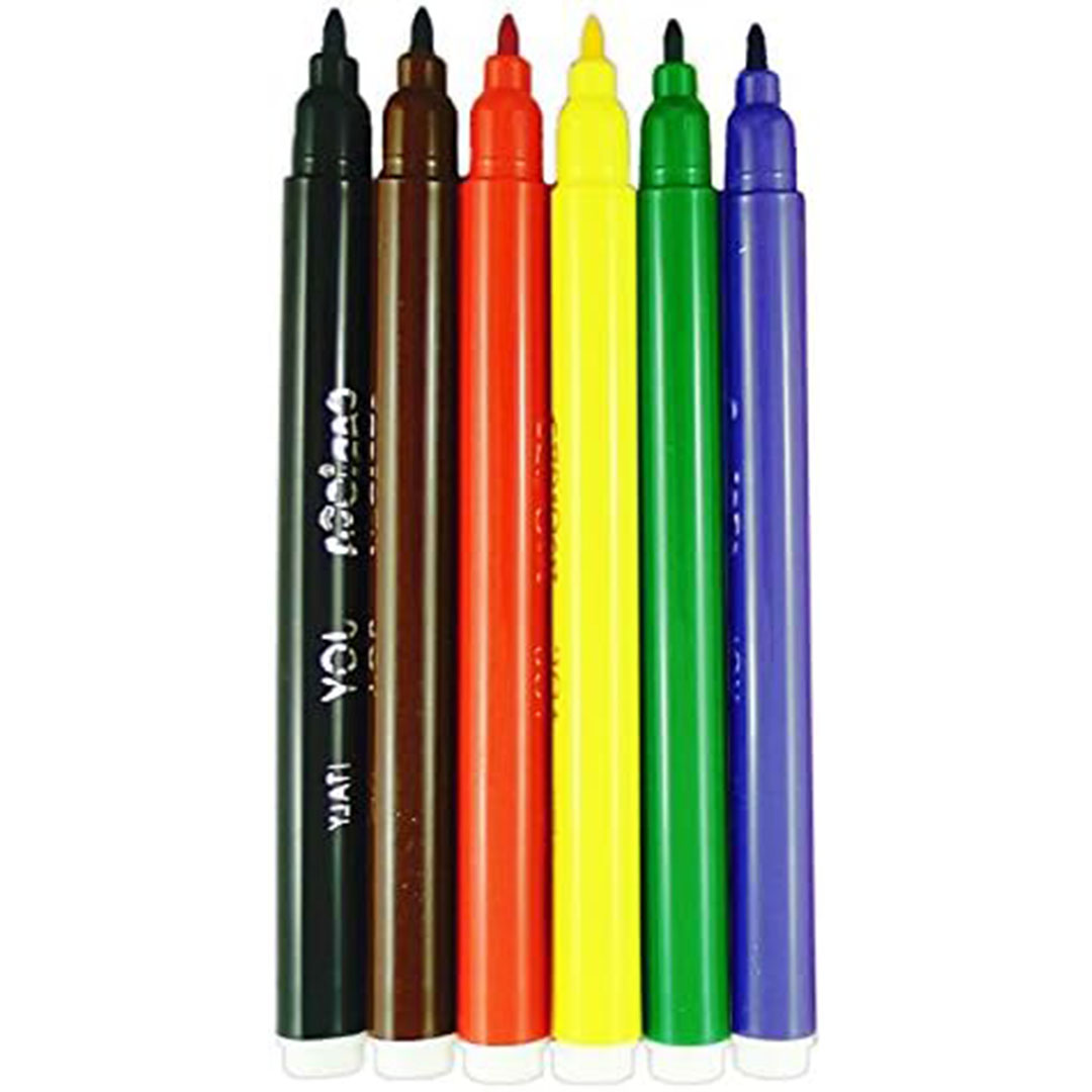 أقلام ماركر كاريوكا 6 ألوان - نصائح ليفية مقاومة للتآكل