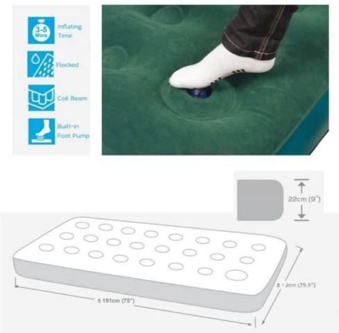 مرتبة هواء فردية قابلة للنفخ - 191*75*22 سم
