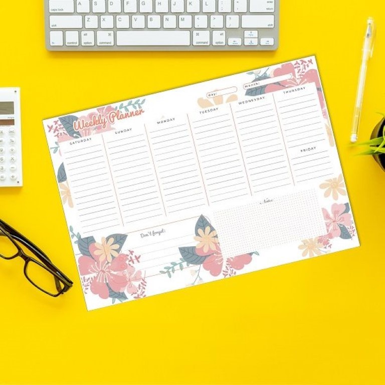 دفتر تنظيم اسبوعى شكل ورد مقاس A4 رقم 1120