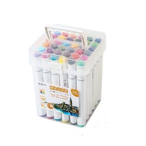 طقم أقلام ماركر مزدوجة الرأس - 1 مم / 5 مم - 36 لون